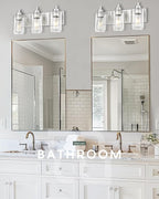 3-Light Bathroom Light Fixtures, Brushed Nickel Vanity Light with Cylinder Clear Glass Shade, Modern Vanity Lighting Fixtures Over Mirror, VL143-BN-3