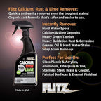 Flitz Calcium, Rust, & Lime Remover - 16oz Bottle of USA-Made Limescale Remover for Toilets, Showers, and More - Powerful Spray that Instantly Eliminates Tarnish, Grease, and Other Grime (1 Pack)