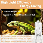 G9 Heat Lamp Bulbs for Reptile,Day White, Mini Halogen Bulb 25W, Infrared Reptile Heat Lamp for Bearded Dragon Gecko Turtle Lizard, Pack of 2