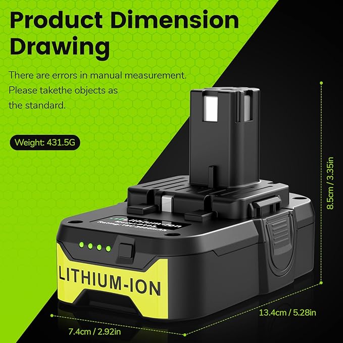 2 Packs P103 18V 3000mAh Lithium Battery Compatible with Ryobi 18V Cordless Power Tools