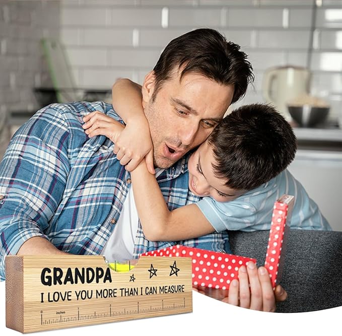 Gifts for Grandpa from Grandkids, Best Christmas Gifts for Grandfather, Funny Birthday Fathers Day Valentines Gift for Father Dad Papa Wooden Spirit Level A7