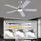 52inch Ceiling Fans with Lights and Remote/App Control, Double-Side Blades, Dimmable LED, Reversible DC Motor, Noiseless, Modern Low Profile Ceiling Fan for Indoor/Outdoor Use (Nickel)