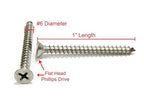 Bolt Dropper Stainless Steel Flat Head Phillips Screws - Pack of 100#6 x 1-Inch Wood Screws by - Durable and Rust-Resistant for Wood, Decking, and DIY Projects
