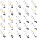 Jslinter 25Pack C7 LED String Light Bulbs Replacement, 5000K Daylight, W(11W Equivalent), 60LM, Shatterproof, E12 Screw Base, Vintage Edison Bulbs for Patio Garden