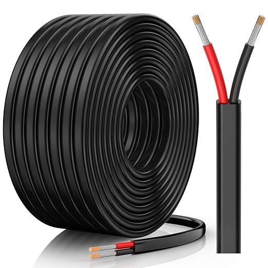 12 Gauge Wire, 12 AWG 2 Conductor Electrical Wire, Flexible/Oxygen-Free Tinned Copper/Stranded PVC 12/2 Cord for Automotive, Marine, LED Strips, Solar, RV, Lighting (30FT)