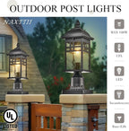 Outdoor Post Light Hard Wired Black Aluminum Pole Lights Outdoor 16 Inch Height Waterproof Column Lighting for Garden Pathway and Fence