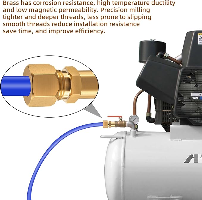 Brass compression tube pipe fitting connector Straight Coupling Adapter 3/8" Tube OD x 1/8" NPT Female Connector (3/8od to 1/8npt)