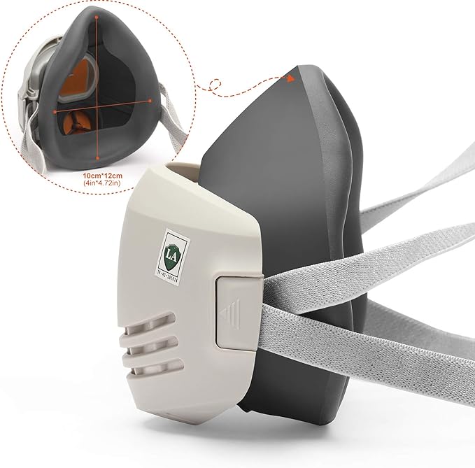 RANKSING Respirator Mask with Filters to Against Dust Gases Fumes Asbestos Organic Vapors Chemicals while Painting Spraying Sanding Welding Construct and Work Portable Protection PPE