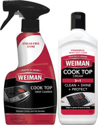 Weiman Ceramic and Glass Cooktop - 10 Ounce - Stove Top Daily Cleaner Kit - 12 Ounce - Glass Induction Cooktop Cleaning Bundle for Heavy Duty Mess Cleans Burnt-on Food