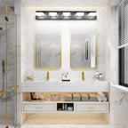 Ralbay LED Modern Black Vanity Lights 5 Lights Acrylic Matte Black Bathroom Vanity Lights Over Mirror