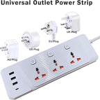 Power Strip with 45 Degree Plug and 10ft Long Cord, 3 Universal Socket, 2500W Circuit Breaker, 4 USB Ports Desktop Charging Station(3 USB-A & 1 USB-C)