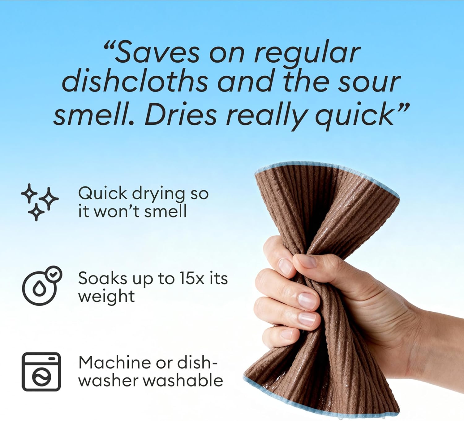 Vove Swedish Dishcloths 5-Pack, Coastal Calm - FSC Certified Cellulose & Cotton, Oeko-TEX Standard 100, Reusable Washable Kitchen Cleaning Cloths, Eco Friendly