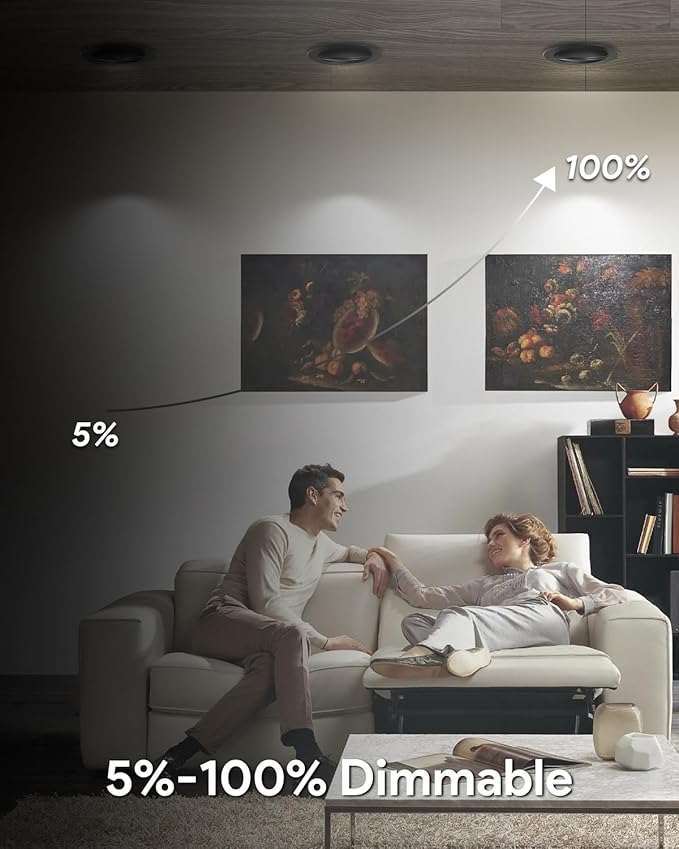 Adetu 4 inch 5CCT Gimbal Black Led Recessed Lights, 360°+90° Adjustable Directional Recessed Lighting, 2700K-5000K Dimmable Retrofit Eyeball Can Lights with Jbox, ETL&Energy Star (Black,12 Pack)