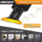 50PCS Titanium Oscillating Tool Blades, Curved Edge Oscillating Saw Blades for Metal, Wood, Plastic, Quick Release Multi Tool Blades Compatible with Dewalt Milwaukee Ryobi Rockwell Fein