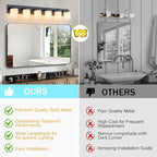 6 Light Modern Bathroom Light Fixtures Over Mirror, Black Vanity Lights for Bathroom Wall Sconces with Milky White Glass Shades, E26 Socket (Bulbs Not Included)