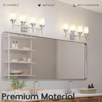 4-Light Vanity Lighting Fixtures with White Frosted Glass Shade, Brushed Nickel Bathroom Wall Lamps Over Mirror for Bath Restroom Kitchen T001BR-L4