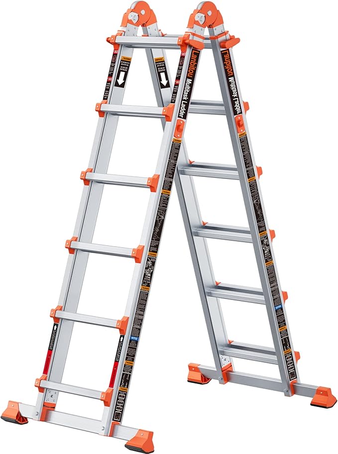Ladder, A Frame 6 Step Ladder Extension, 22 Ft Anti-Slip Multi Position Ladder, Storage Folding Ladder, 330 lbs Security Load Telescoping Aluminum Ladders for Stairs Home Indoor Outdoor Roof