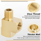 KOOTANS 4 Pack Brass Tee Fittings 1/4" NPT Female to 1/4" NPT Female to 1/4" NPT Male Barstock Street Tee Fittings 3 Way Brass Pipe Fitting