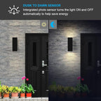 Up and Down Lights Outdoor Wall Light Dusk to Dawn, Exterior Light Fixture Wall Mount 2 Pack, Matte Black Front Porch Light, IP65 Outdoor Wall Sconce for Patio, Garage, Front Door - ETL Listed