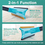 Carpet Rake for Pet Hair Removal Tool, Reusable Pet Hair Remover Broom with 56” Long Handle, Cat & Dog Hair Carpet Scraper for Rugs Mats Couch