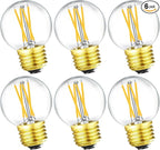 Leools Dimmable Wall sconces Edison Bulb G16.5 4W Equal 40 watt AC120V Clear Glass Soft White 3000K E26 Light Bulb for Pendant,Chandeliers,Vanity, 400lm 6Pack