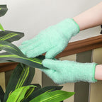 Patelai 3 Pairs Microfiber Plant Dusting Gloves Leaf Cleaning Gloves for Indoor Plants, Blinds, Furniture, House(Green Yellow, Blue, Pink,Medium)