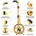 Zozen Distance Measuring Wheel in Feet and Inches, with 20pc Marking Flags and Flags Holder, Collapsible Measure Wheel - Imperial Industrial with Big Kickstand to Keep Stand, Include Backpack.