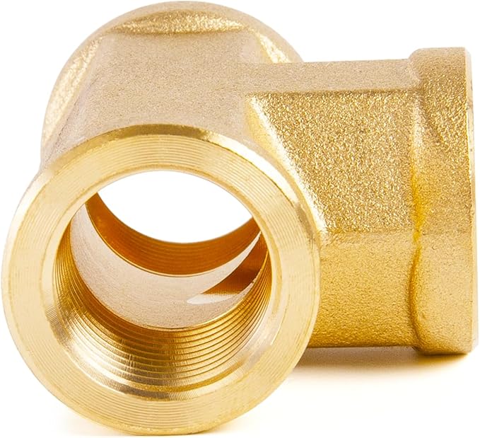 ChillWaves Brass Pipe Fitting, Tee 1/4" x 1/4" x 1/4" NPT Female Thread Adapter(3-PACK)