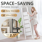 GameGem Step Ladder 6 Step Folding, Aluminum Ladders for High Ceilings, Tall Closet, Cabinet, 6 ft Lightweight Step Ladder with Anti-Slip Foot for Home Use, 330Lbs Load, White