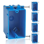 5-Pack Single Gang Electrical Box, New Work Box 1 Gang with Nail, 18 cu. in, Blue Switch & Outlet Wall PVC Electrical Junction Box for Residential Commercial Buildings Job Applications