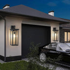 tewei Large Size Outdoor Wall Lantern Exterior Wall Light Fixture, Matte Black Porch Light Waterproof Outdoor Lights for House with Clear Glass Shade, E26 Base Wall Sconces for Garage (1 Pack)