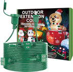 50FT Long Green Extension Cord 3 Outlets for Christmas Inflatables Blow Ups Yard Outdoor Outside Decorations Extension Cords with Multiple Outlets Plugs Cover Splitter Waterproof for Christmas Lights