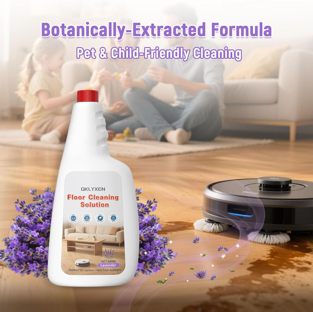 Floor Cleaning Solution Compatible With Roborock Robot Vacuum & Mop Cleaner (Qrevo/Q7/Q10/Saros 10R), Deep Clean For Multiple Hard Floor, Suitable for All Robot Vacuum With Mopping (Lavender 2 Bottle)