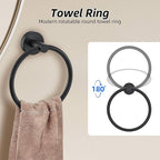 6-Piece Bathroom Hardware Set Matte Black Towel Bar Set,Towel Holder Set for Bathroom, Stainless Steel Wall-Mounted Bath Hardware Accessories Set, 23.6 Inch