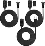 HBN Extension Cord, 3-Pack 6FT Black, 2 Prong Indoor Extension Cord 16/2 SPT-2, 13A, 1625 W, 3-Outlet Extension Cords for Home/Office Use