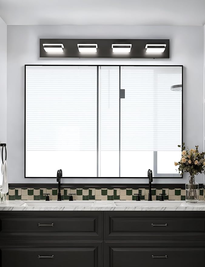 VOLISUN 5CCT Bathroom Light Fixtures Over Mirror, Dimmable, 360°Rotatable Head, 30 inch, 4 Light Bathroom Vanity Light Fixtures, Black LED Vanity Lights for Bathrooms-ETL Certificated