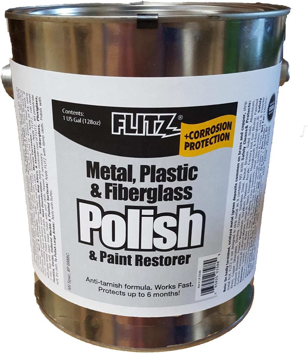 Flitz Multi-Purpose Metal Polish Paste - 1 Gallon Tub of USA-Made Chrome Polish - Works on Stainless Steel, Aluminum, Plastic, Jewelry and Cars - Non-Abrasive Cleaner & Rust Remover (1 Pack)