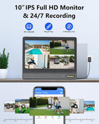 【All-in-One Security System】 4MP PTZ Security Cameras Wireless Outdoor, WiFi Home Surveillance System, Outside Wireless Security Systems Surveillance DVR Kits