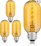 AMDTU Dimmable Edison Bulbs 25 Watt Soft Yellow 2200K, Ultra-Thin Spiral Filament Vintage LED Edison Bulb, Amber Incandescent Light Bulb 25W Equivalent, T45 Retro LED Bulb 4W, E26 Base 120V 4 Pack