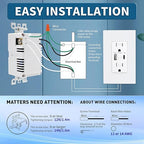 USB Wall Outlet, Charger Outlets Receptacles with 4.2A USB C Ports, 15 Amp Duplex Tamper Resistant Receptacle Plug with Electrical Outlet, Wall Plate Included, ETL Listed，White, 10 Pack
