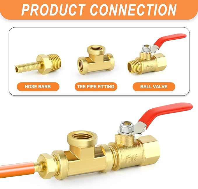 GASHER 2 Pcs Brass Tee Fitting, 1/8" x 1/8" x 1/8" NPT Female Pipe Fittings