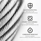 Wire Rope 16Ft 5/16" T316 Stainless Steel Cable 7 x 19 Strand Core Industrial Grade Stainless Steel Wire for Deck Railing, Cable Railing, Aircraft Cable, Outdoor Hanging