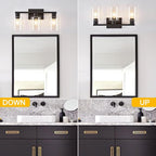 3-Light Bathroom Vanity Light, Black Vanity Lights with Clear Glass Shades, Bathroom Wall Sconce Lamp for Mirror Living Room Bedroom Hallway