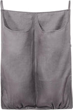 100% Pure Linen Dual Hanging Laundry Bag with 2 Deep Pocket and 2 Side Zipper 20x27in, Over The Door Laundry Hamper Space Saving Hampers for Dirty Clothes Home Travel, Grey