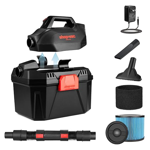 Shop-Vac 2 Gallon 20V Cordless Wet/Dry Vacuum, Portable 3-in-1 Vac with Blower Function, Integrated Battery and Charger Included, Ideal for Garage, Workshop, Car & Jobsite, 5430082