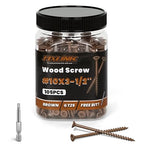 Wood Screws 3-1/2 Inch, FIXLINK Deck Screws #10 x 3-1/2", 105 PCS, Epoxy Coated, T25 Star Bit Above 1500 Hour Salt Spray Coating Outdoor Decking Screws Excellent Rust Resistant for Wood Fence, Brown