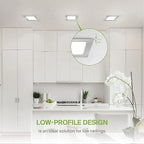 ASD 6 Pack LED Square Recessed Lighting 4 Inch, 5 CCT 2700K-5000K, 12W 50W Eqv, Ultra Thin Dimmable Ceiling Lights with J Box, Canless Wafer Downlight, Slim Panel Light, UL Energy Star, Brushed Nickel