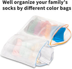 5Pcs Hanging Laundry Bags for Socks with S Hooks, 5 Color Mesh Laundry Bags for Washing Machine