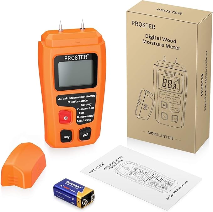 Proster Wood Moisture Meter - Digital Moisture Detector Moisture Tester, Pin-Type Moisture Detector Damp Tester for Wood Firewood Paper Floor