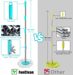 FunClean Spin Mop and Bucket,Mop and Bucket with Wringer Set for Home,360 Spinning Mopping Floor Cleaning Tool with 6 Microfiber Replacement Head Refills,61" Extended Handle, 2X Wheel - Blue